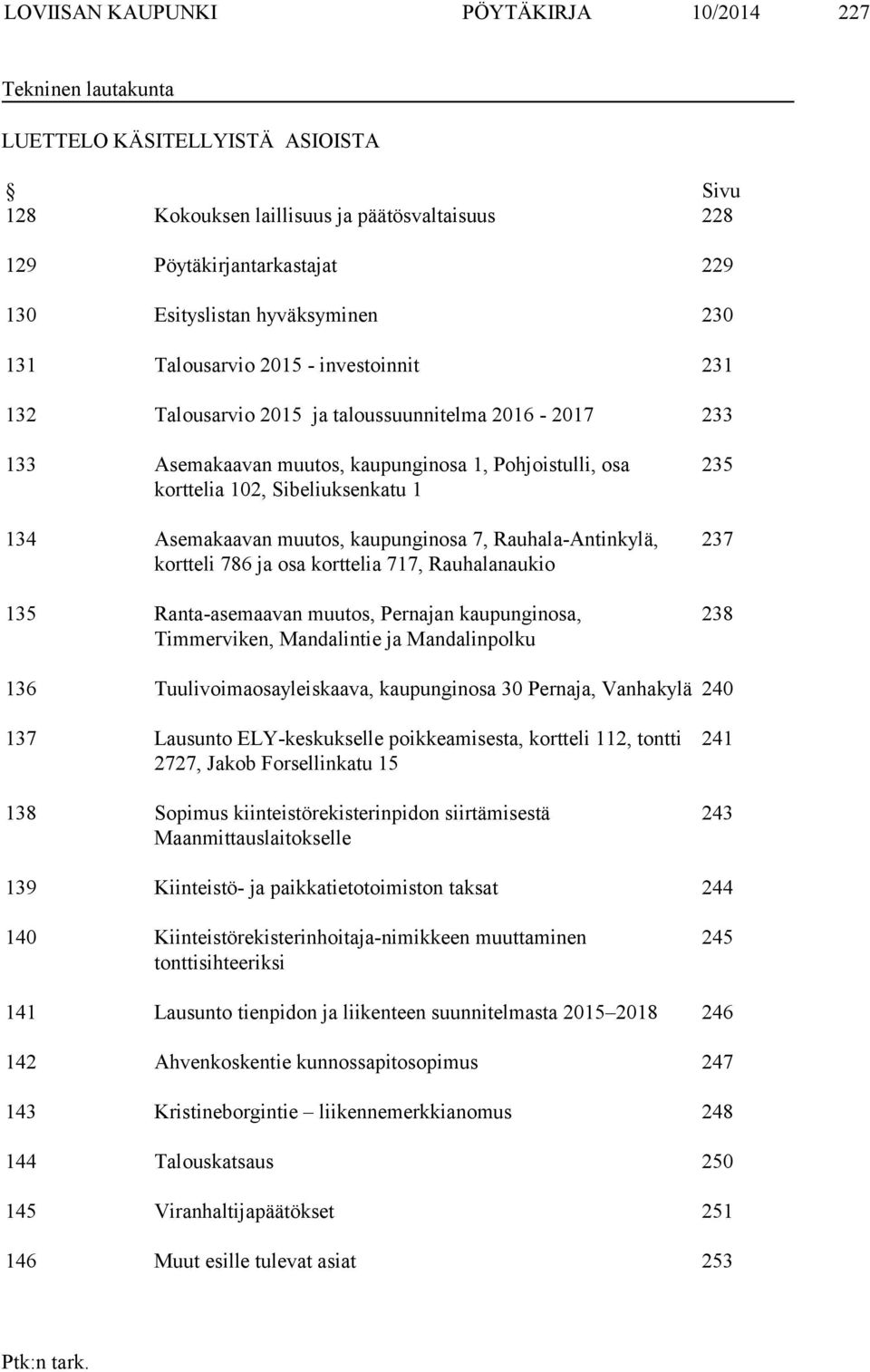 Sibeliuksenkatu 1 134 Asemakaavan muutos, kaupunginosa 7, Rauhala-Antinkylä, kortteli 786 ja osa korttelia 717, Rauhalanaukio 135 Ranta-asemaavan muutos, Pernajan kaupunginosa, Timmerviken,