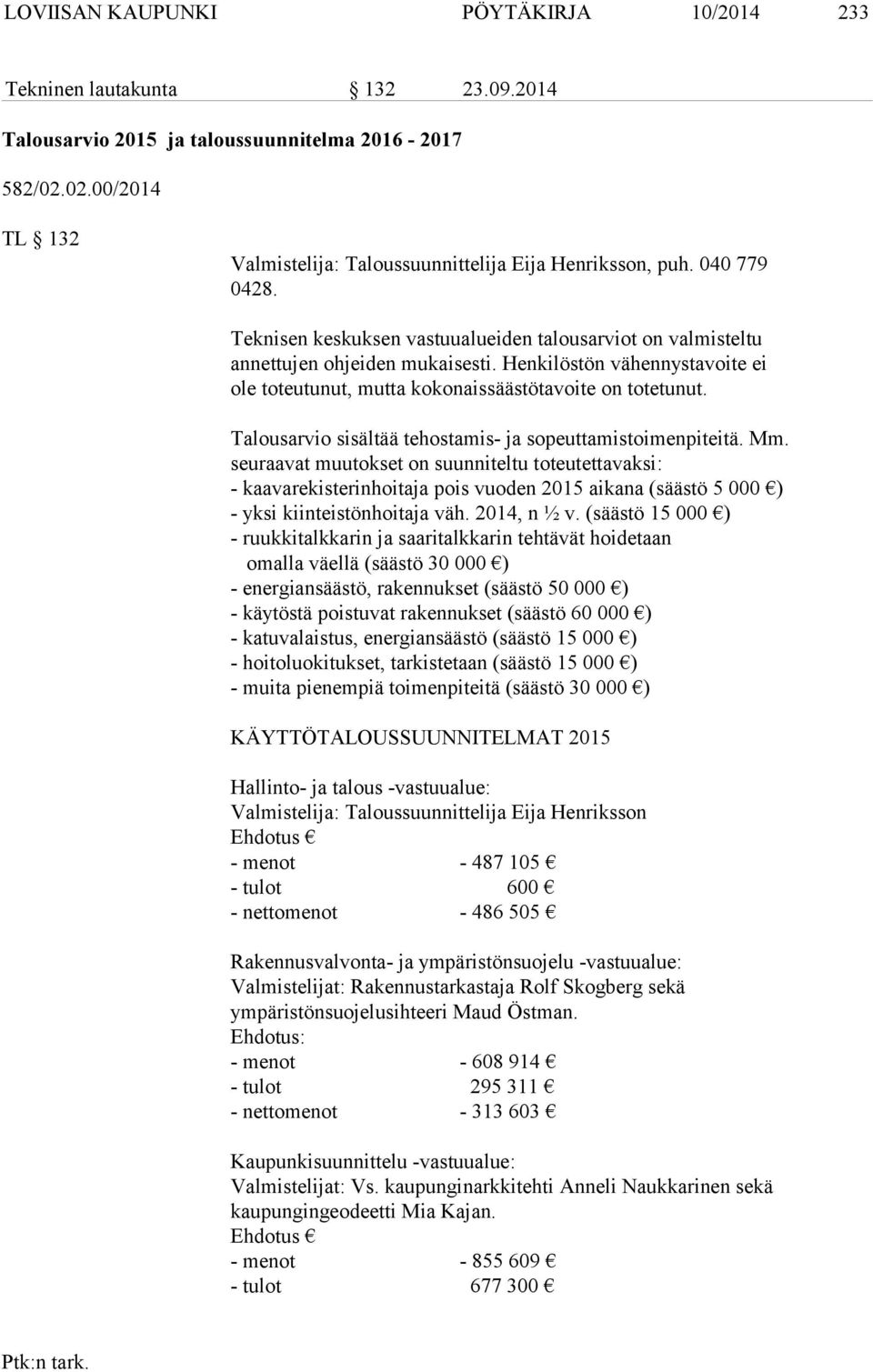 Henkilöstön vähennystavoite ei ole toteutunut, mutta kokonaissäästötavoite on totetunut. Talousarvio sisältää tehostamis- ja sopeuttamistoimenpiteitä. Mm.