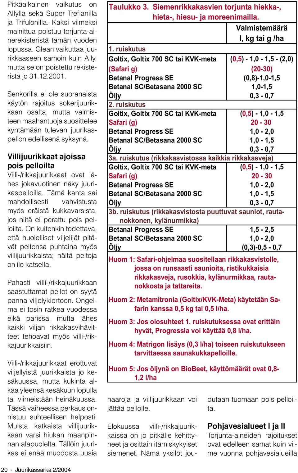 Senkorilla ei ole suoranaista käytön rajoitus sokerijuurikkaan osalta, mutta valmisteen maahantuoja suosittelee kyntämään tulevan juurikaspellon edellisenä syksynä.