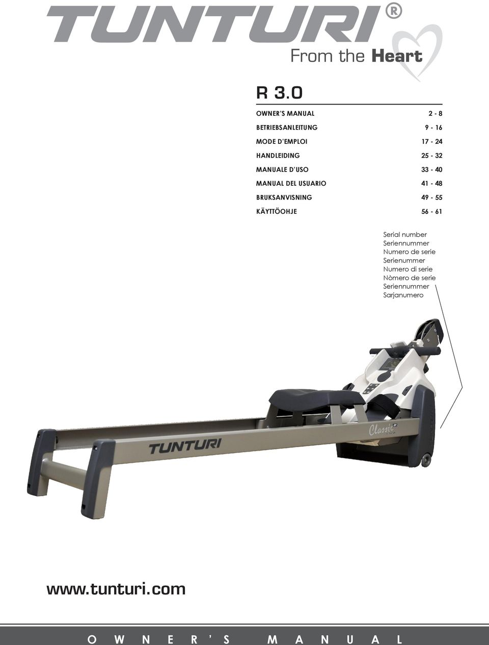 KÄYTTÖOHJE 56-61 Serial number Seriennummer Numero de serie Serienummer Numero