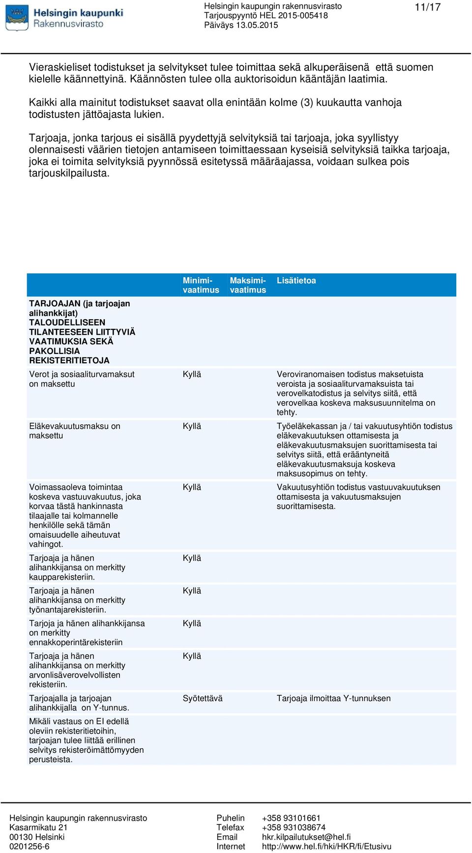 Tarjoaja, jonka tarjous ei sisällä pyydettyjä selvityksiä tai tarjoaja, joka syyllistyy olennaisesti väärien tietojen antamiseen toimittaessaan kyseisiä selvityksiä taikka tarjoaja, joka ei toimita