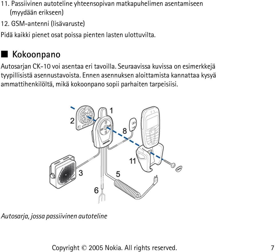 Kokoonpano Autosarjan CK-10 voi asentaa eri tavoilla.