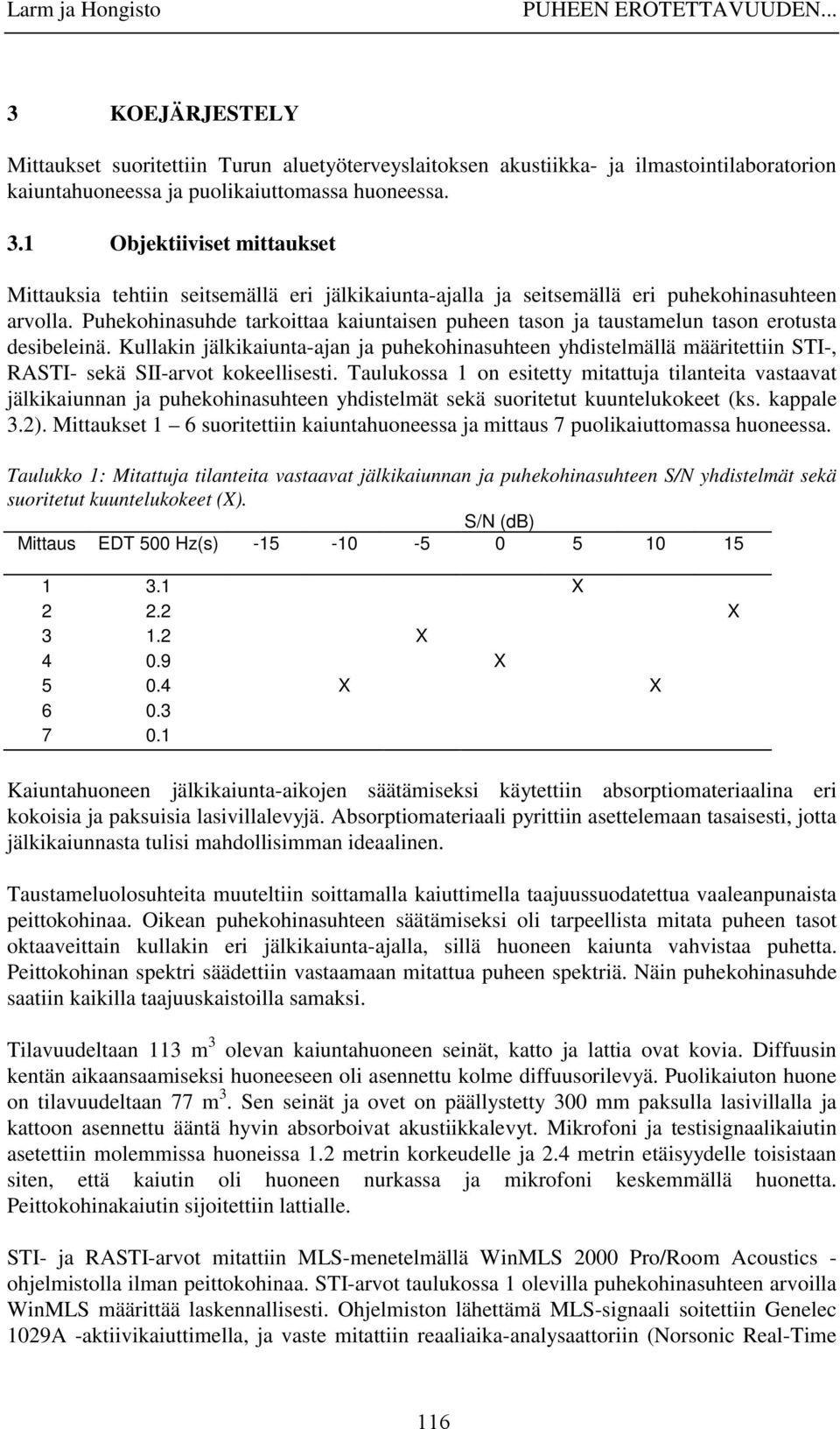 Puhekohinasuhde tarkoittaa kaiuntaisen puheen tason ja taustamelun tason erotusta desibeleinä.