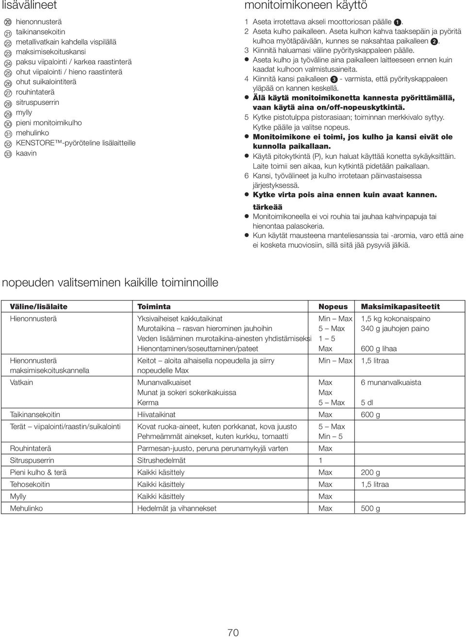 2 Aseta kulho paikalleen. Aseta kulhon kahva taaksepäin ja pyöritä kulhoa myötäpäivään, kunnes se naksahtaa paikalleen. 3 Kiinnitä haluamasi väline pyörityskappaleen päälle.