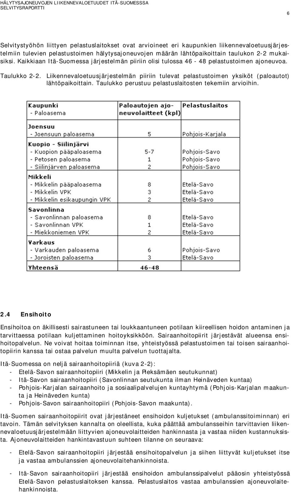 Liikennevaloetuusjärjestelmän piiriin tulevat pelastustoimen yksiköt (paloautot) lähtöpaikoittain. Taulukko perustuu pelastuslaitosten tekemiin arvioihin. 2.