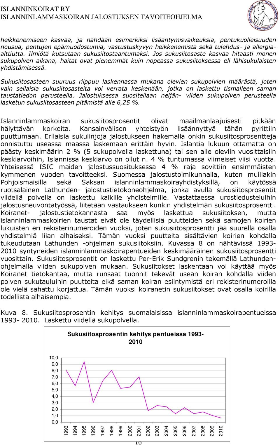 Sukusiitosasteen suuruus riippuu laskennassa mukana olevien sukupolvien määrästä, joten vain sellaisia sukusiitosasteita voi verrata keskenään, jotka on laskettu tismalleen saman taustatiedon