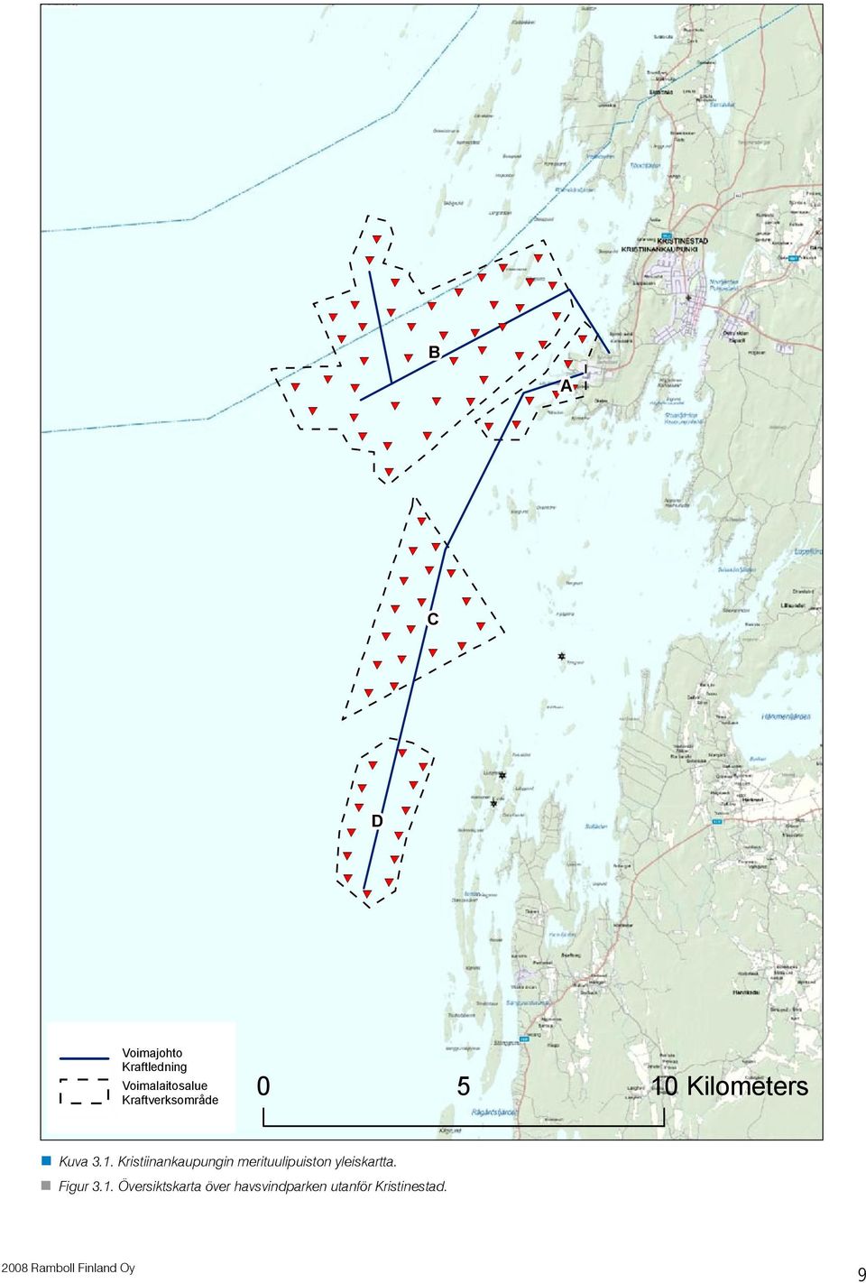 Kilometers Kuva 3.1. Kristiinankaupungin merituulipuiston yleiskartta.