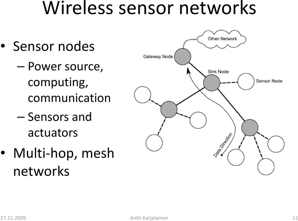 Sensors and actuators Multi hop, mesh