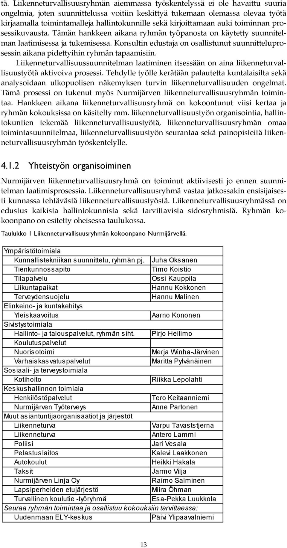 Konsultin edustaja on osallistunut suunnitteluprosessin aikana pidettyihin ryhmän tapaamisiin.