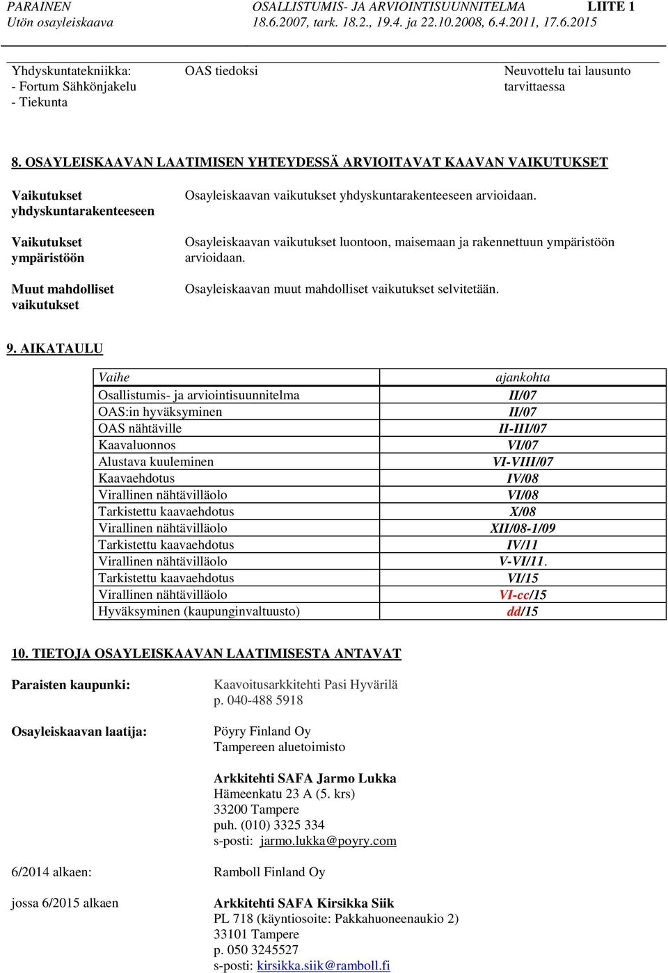 yhdyskuntarakenteeseen arvioidaan. Osayleiskaavan vaikutukset luontoon, maisemaan ja rakennettuun ympäristöön arvioidaan. Osayleiskaavan muut mahdolliset vaikutukset selvitetään. 9.