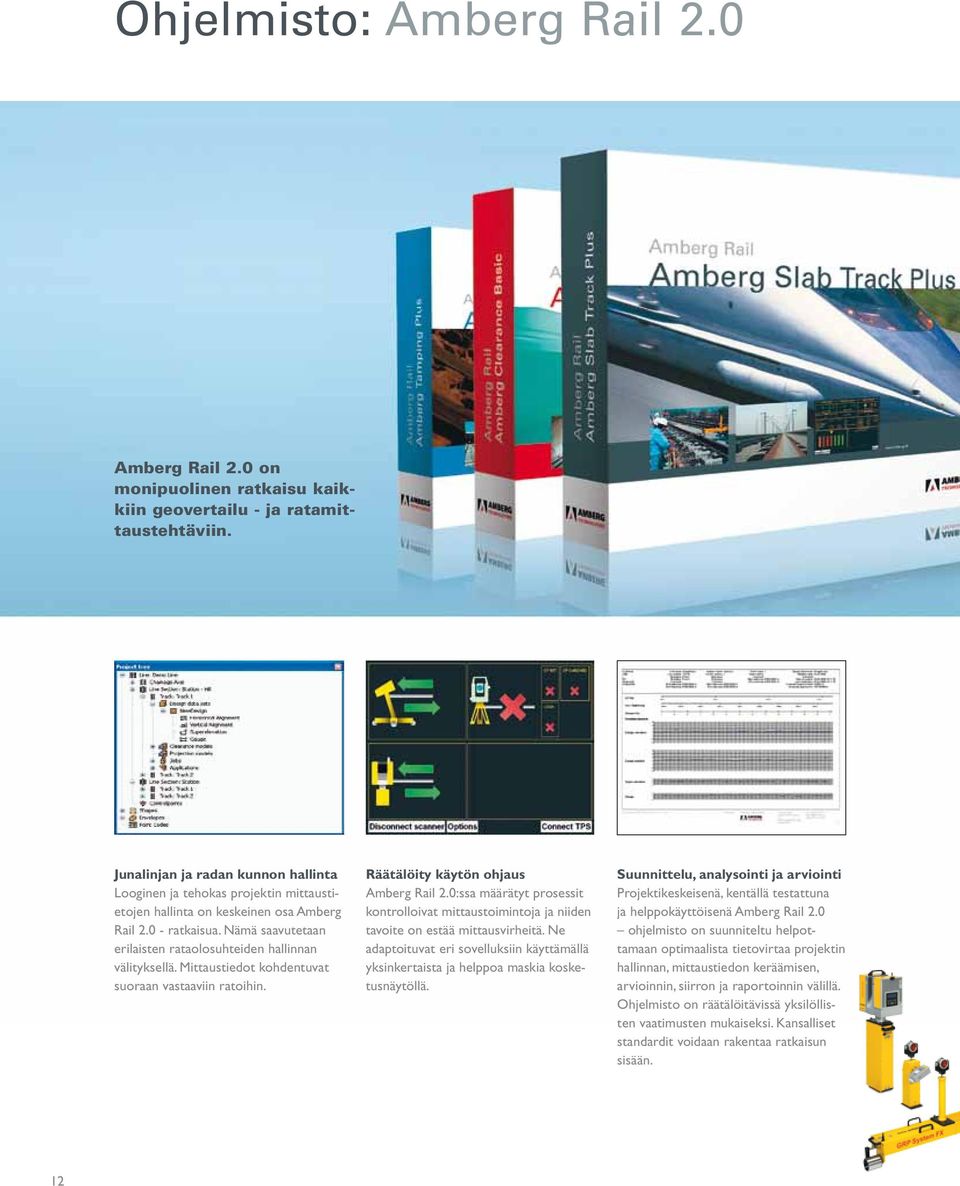 Nämä saavutetaan erilaisten rataolosuhteiden hallinnan välityksellä. Mittaustiedot kohdentuvat suoraan vastaaviin ratoihin. Räätälöity käytön ohjaus Amberg Rail 2.