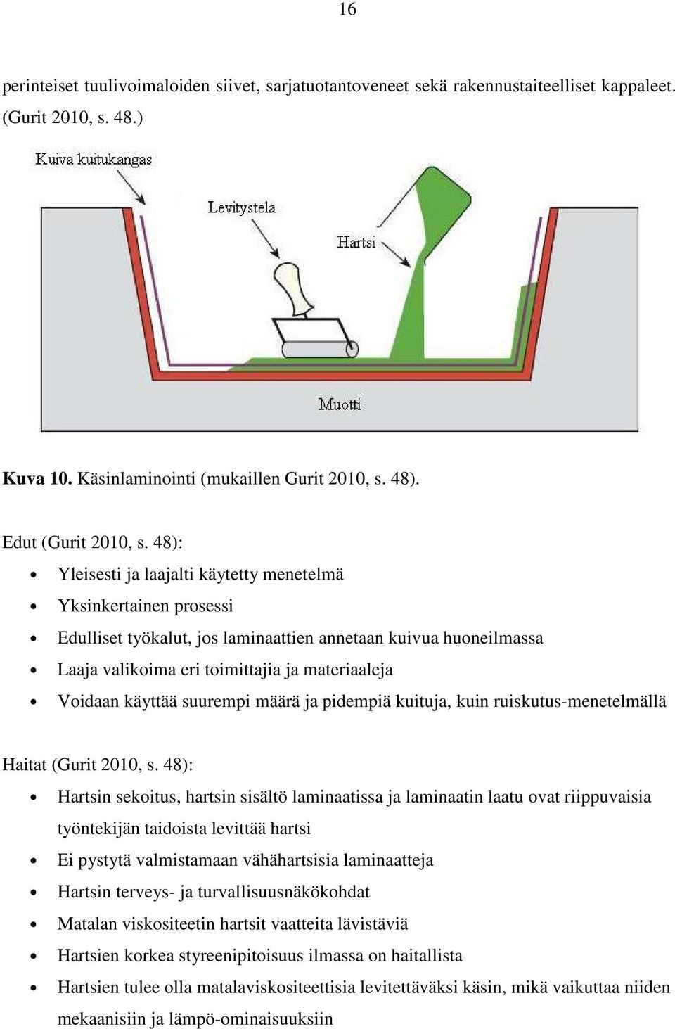 suurempi määrä ja pidempiä kuituja, kuin ruiskutus-menetelmällä Haitat (Gurit 2010, s.