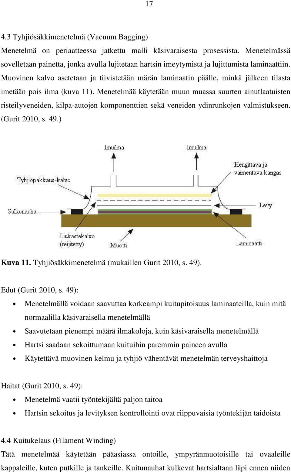 Muovinen kalvo asetetaan ja tiivistetään märän laminaatin päälle, minkä jälkeen tilasta imetään pois ilma (kuva 11).