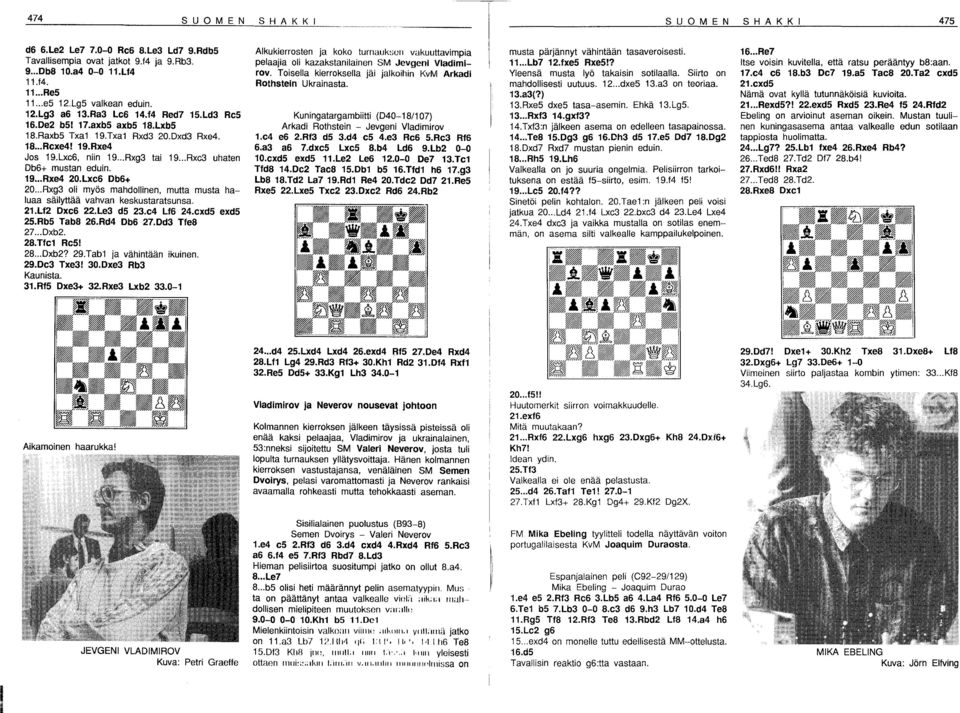 Lxe6 Db6+ 20... Rxg3 oli myös mahdollinen, mutta musta haluaa säilyttää vahvan keskustaratsunsa. 21.Lf2 Dxe6 22.Le3 d5 23.e4 Lf6 24.exd5 exd5 25.Rb5 Tab8 26.Rd4 Db6 27.Dd3 Tfe8 27... Dxb2. 28.