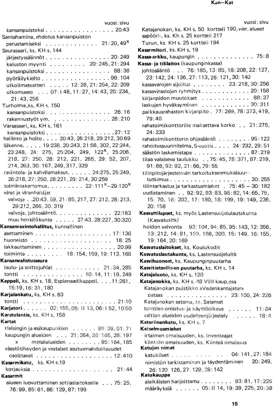 ks. KH s. 150 kansanpuistoksi 26: 16 rakennustyöt y m 28:210 Varsasaari, ks. KH s. 161 kansanpuistoksi 27: 12 hallinto ja hoito.
