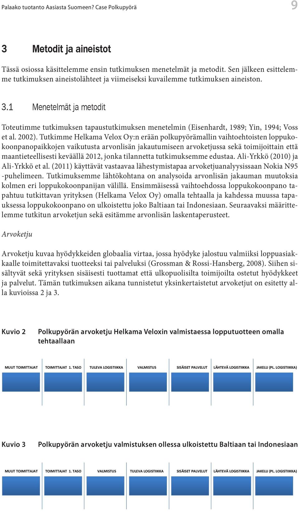 1 Menetelmät ja metodit Toteutimme tutkimuksen tapaustutkimuksen menetelmin (Eisenhardt, 1989; Yin, 1994; Voss et al. 2002).