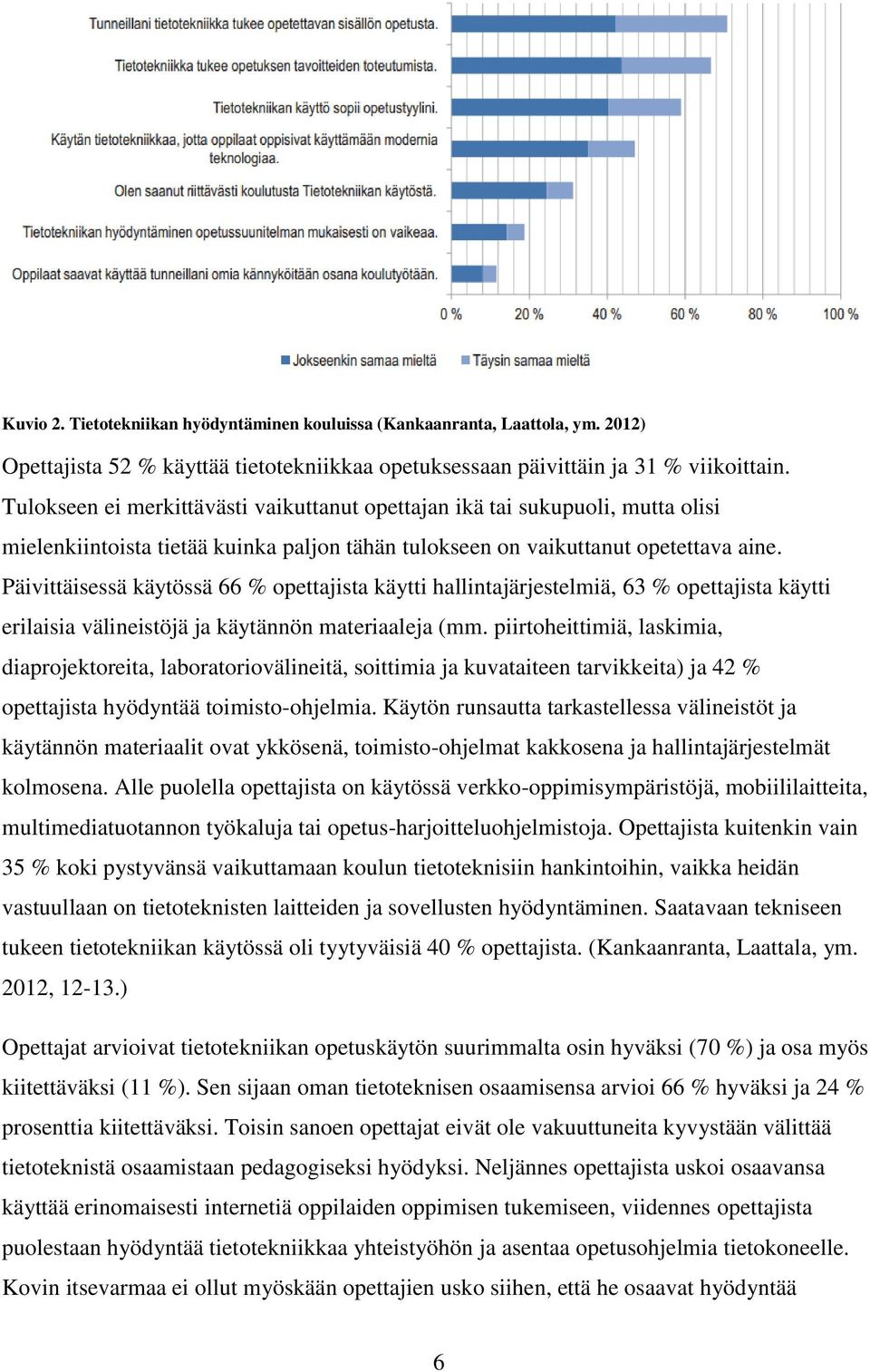 Päivittäisessä käytössä 66 % opettajista käytti hallintajärjestelmiä, 63 % opettajista käytti erilaisia välineistöjä ja käytännön materiaaleja (mm.