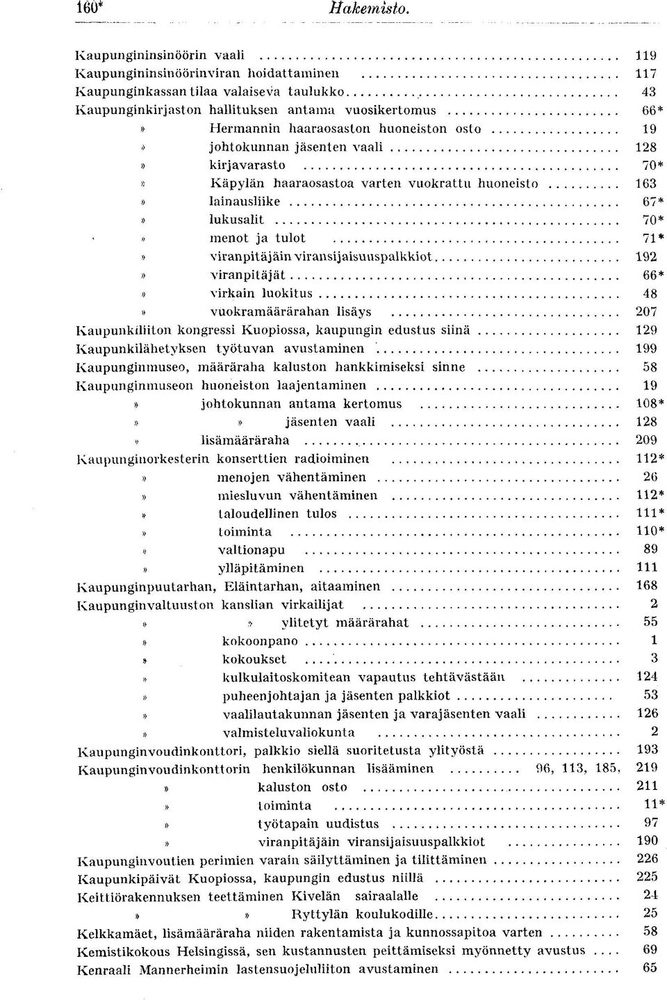 huoneiston osto 19 johtokunnan jäsenten vaali 128 kirjavarasto 70* Käpylän haaraosastoa varten vuokrattu huoneisto 163 lainausliike 67* lukusalit 70* menot ja tulot 71* viranpitäjäin