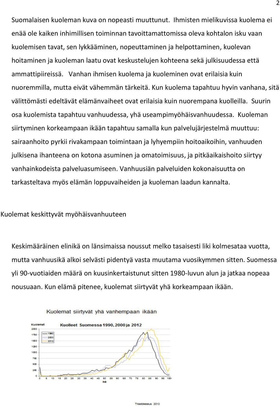 hoitaminen ja kuoleman laatu ovat keskustelujen kohteena sekä julkisuudessa että ammattipiireissä. Vanhan ihmisen kuolema ja kuoleminen ovat erilaisia kuin nuoremmilla, mutta eivät vähemmän tärkeitä.