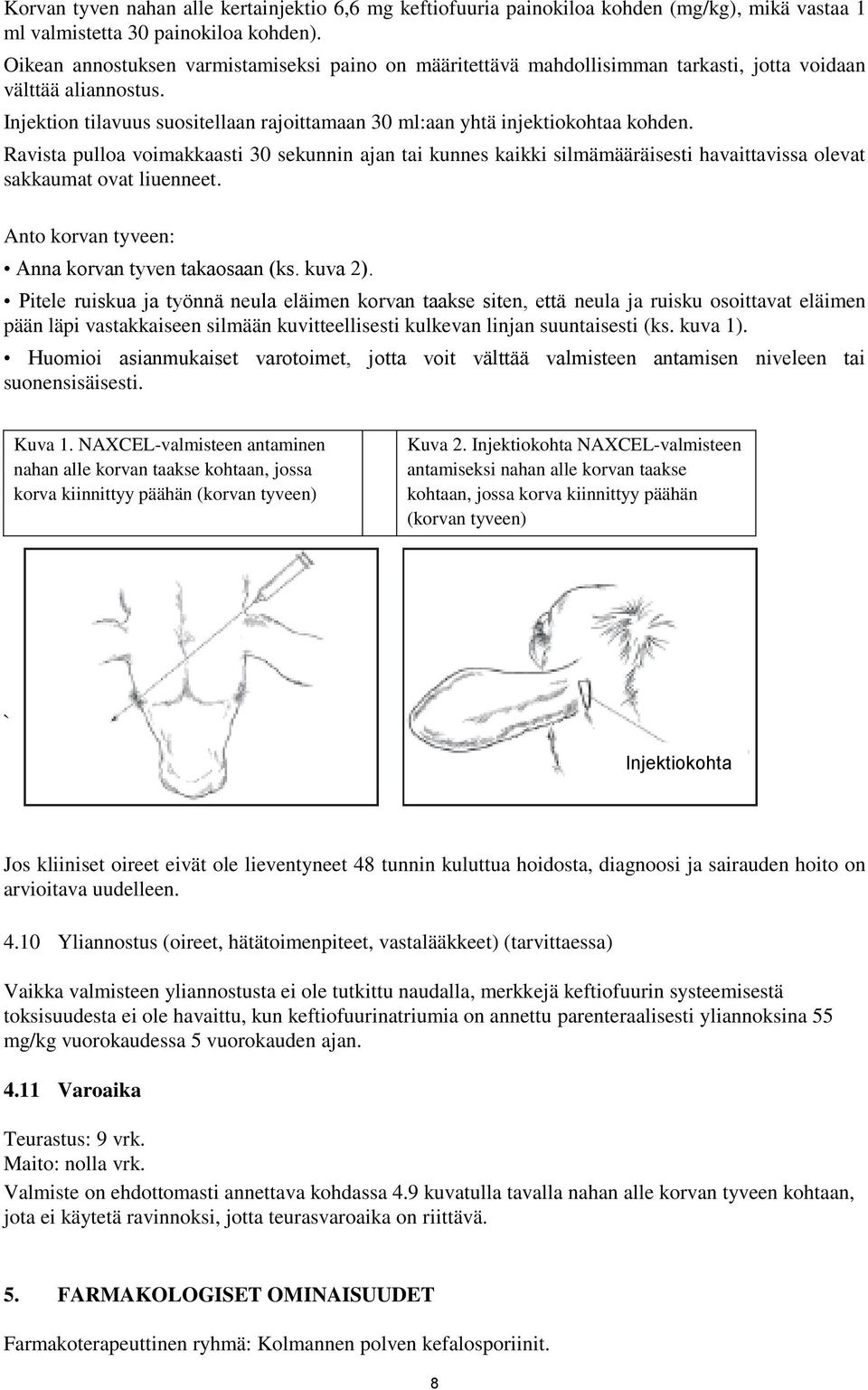 Ravista pulloa voimakkaasti 30 sekunnin ajan tai kunnes kaikki silmämääräisesti havaittavissa olevat sakkaumat ovat liuenneet. Anto korvan tyveen: Anna korvan tyven takaosaan (ks. kuva 2).