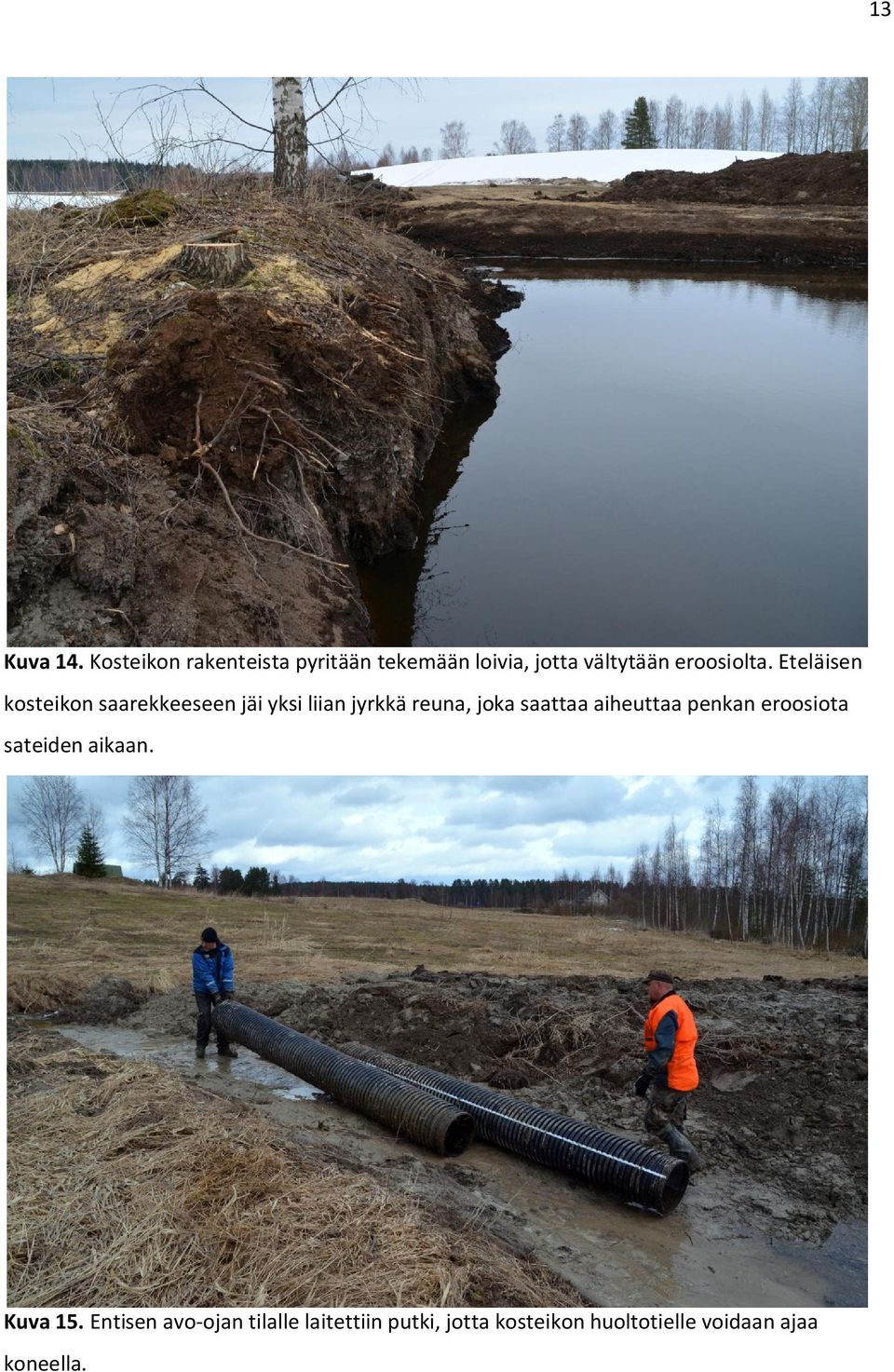 Eteläisen kosteikon saarekkeeseen jäi yksi liian jyrkkä reuna, joka saattaa