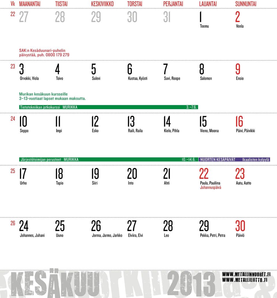 24 Tietotekniikan jatkokurssi MURIKKA 3. 7.6.