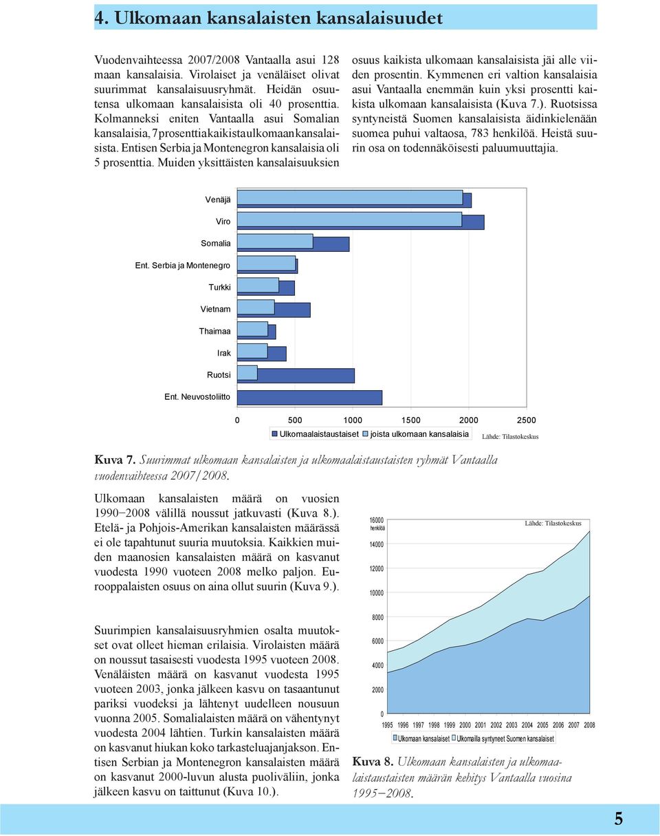 Entisen Serbia ja Montenegron kansalaisia oli 5 prosenttia. Muiden yksittäisten kansalaisuuksien osuus kaikista ulkomaan kansalaisista jäi alle viiden prosentin.