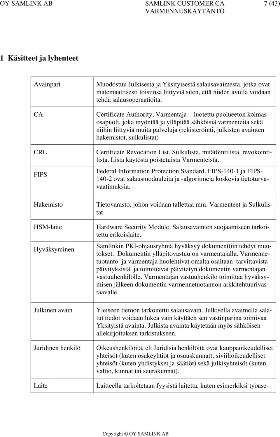 Certificate Authority, Varmentaja - luotettu puolueeton kolmas osapuoli, joka myöntää ja ylläpitää sähköisiä varmenteita sekä niihin liittyviä muita palveluja (rekisteröinti, julkisten avainten