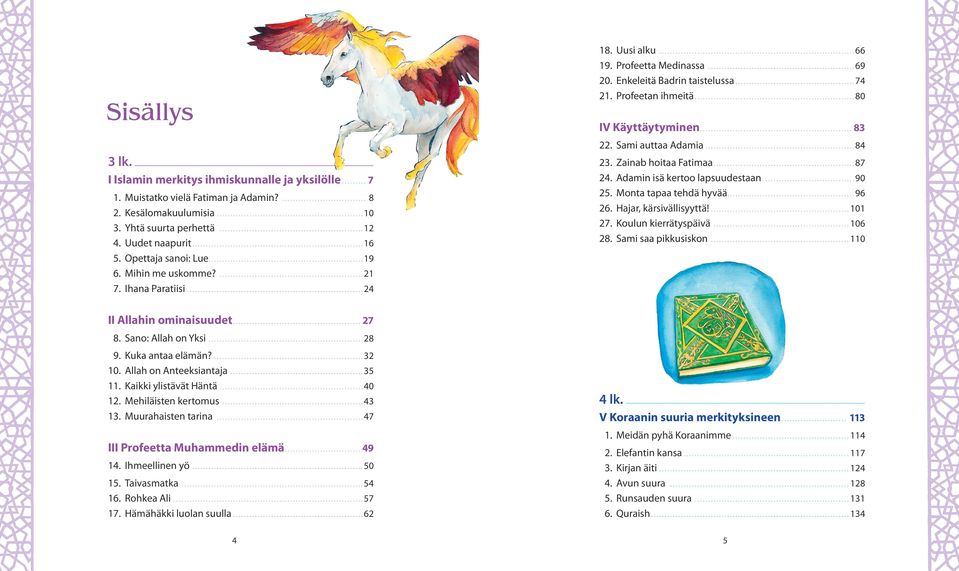 ..80 IV Käyttäytyminen... 83 22. Sami auttaa Adamia...84 23. Zainab hoitaa Fatimaa...87 24. Adamin isä kertoo lapsuudestaan...90 25. Monta tapaa tehdä hyvää...96 26. Hajar, kärsivällisyyttä!...101 27.