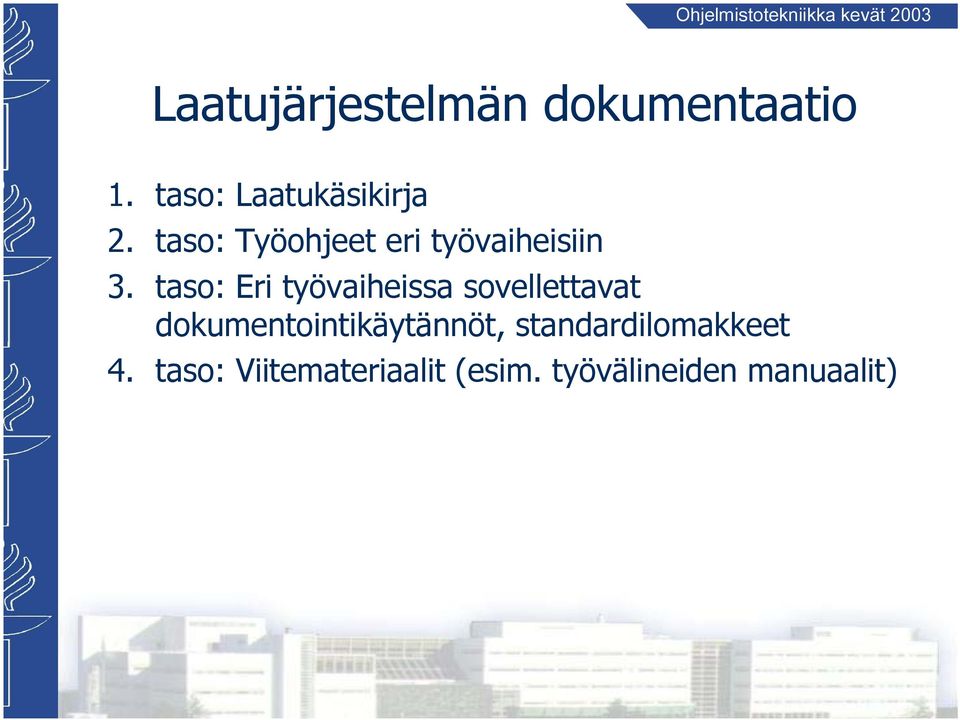 taso: Eri työvaiheissa sovellettavat