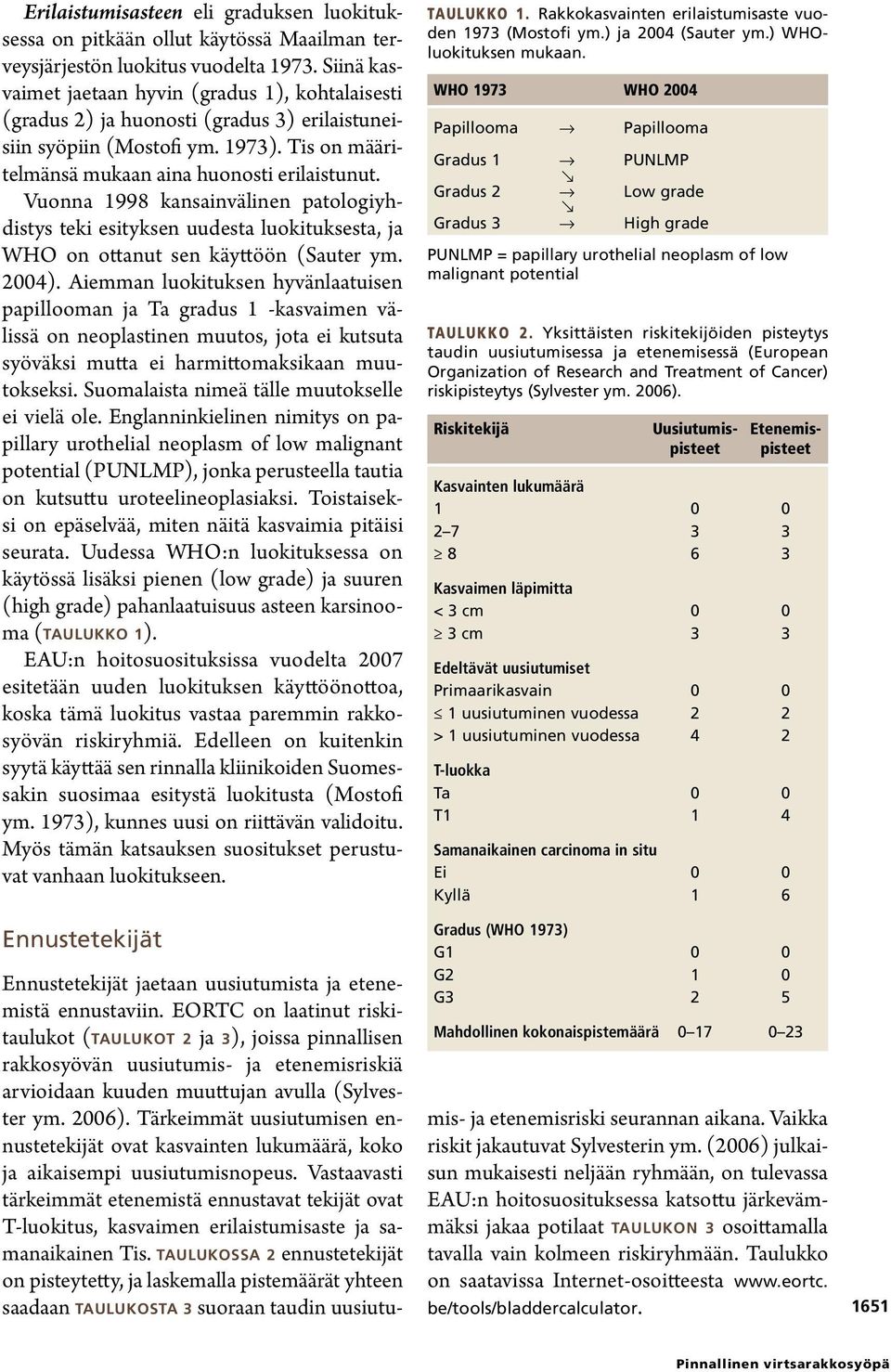 Vuonna 1998 kansainvälinen patologiyhdistys teki esityksen uudesta luokituksesta, ja WHO on ottanut sen käyttöön (Sauter ym. 2004).