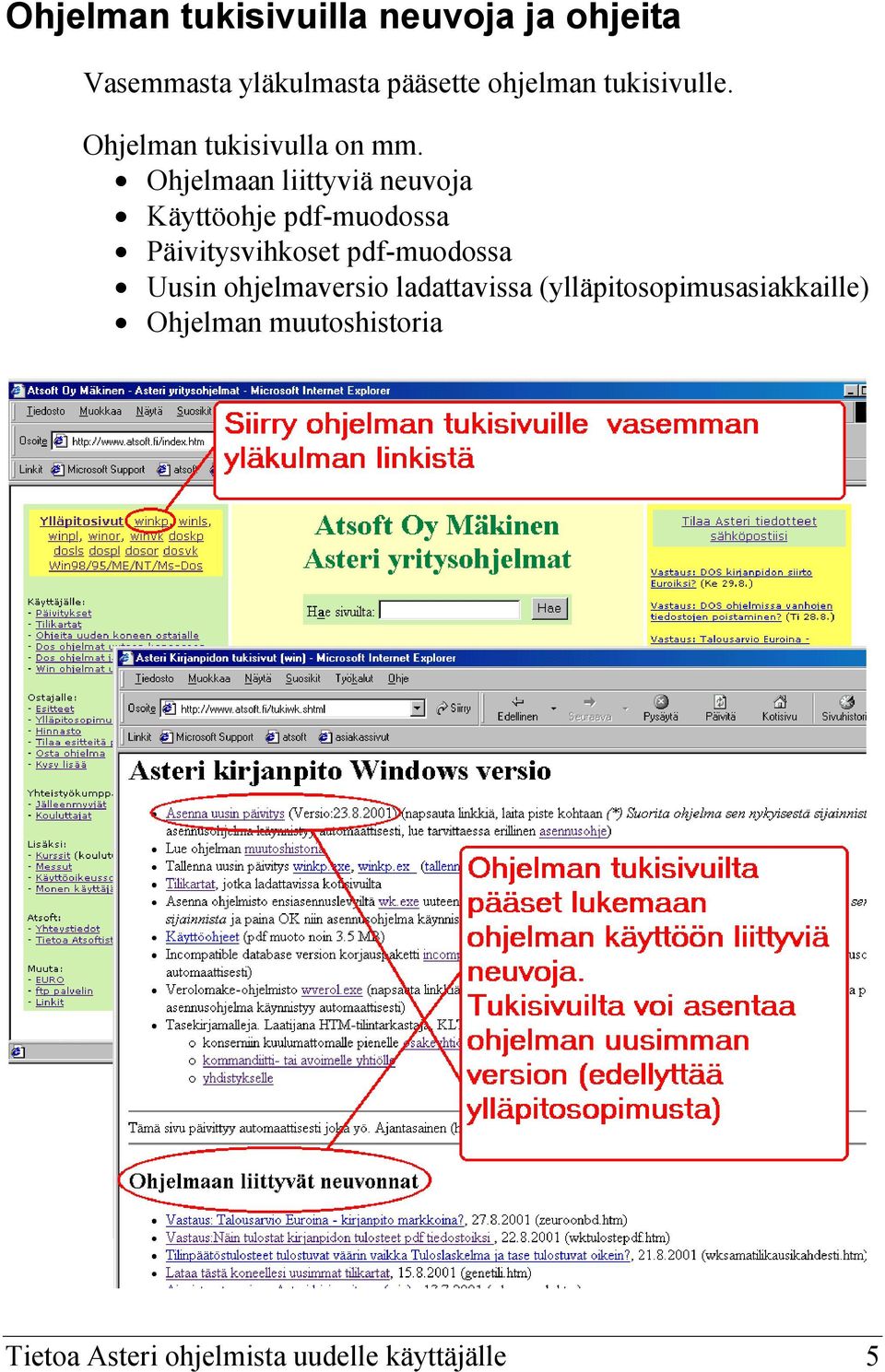 Ohjelmaan liittyviä neuvoja Käyttöohje pdf-muodossa Päivitysvihkoset pdf-muodossa