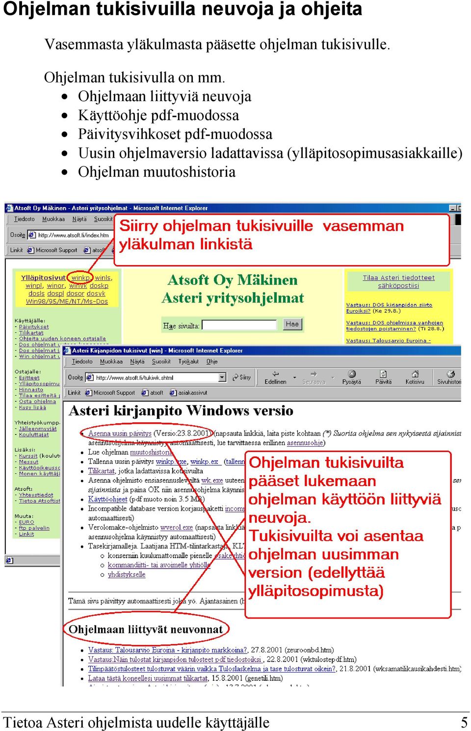 Ohjelmaan liittyviä neuvoja Käyttöohje pdf-muodossa Päivitysvihkoset pdf-muodossa