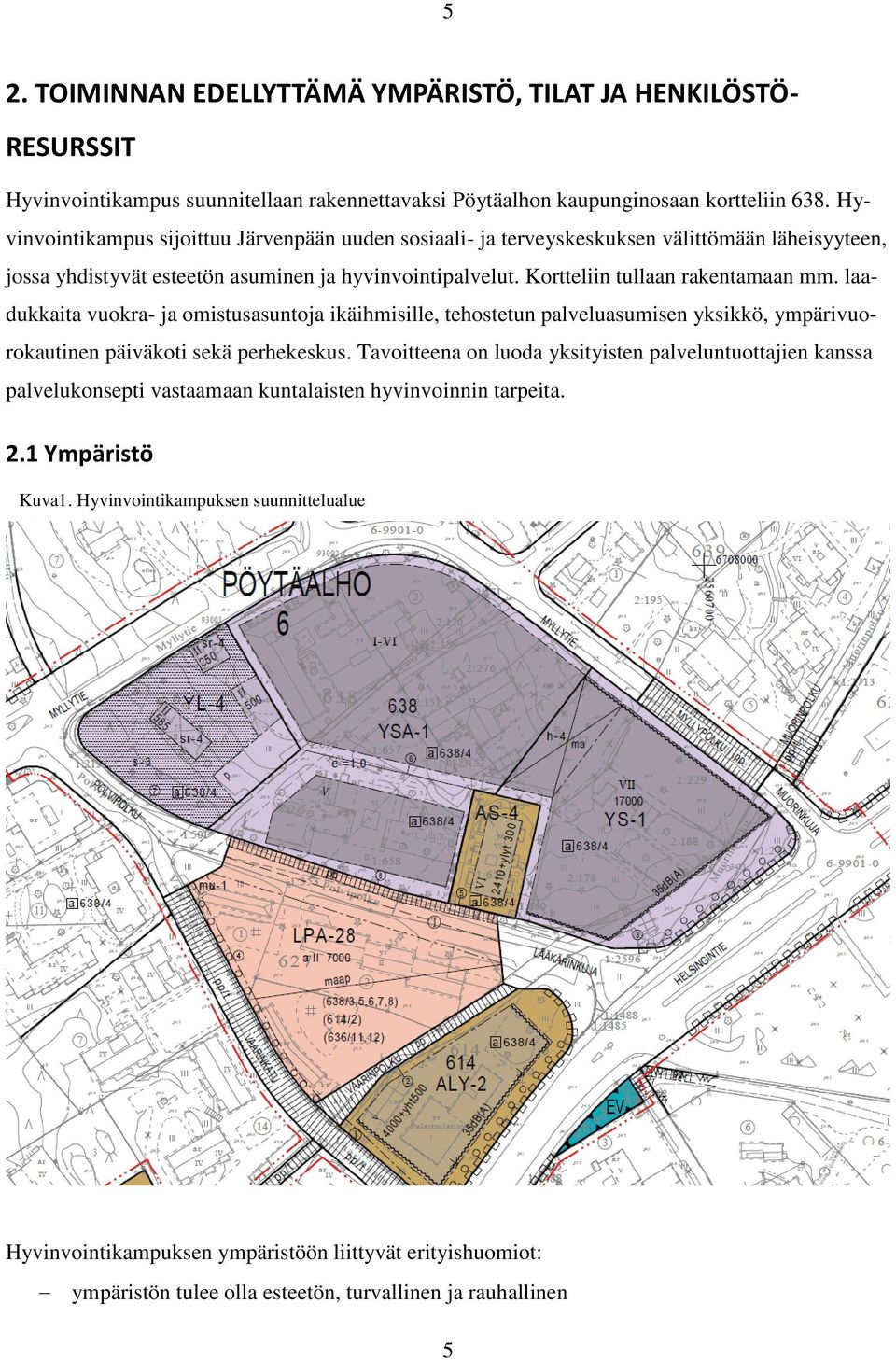 laadukkaita vuokra- ja omistusasuntoja ikäihmisille, tehostetun palveluasumisen yksikkö, ympärivuorokautinen päiväkoti sekä perhekeskus.