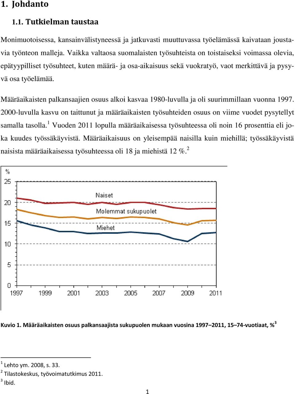 Määräaikaisten palkansaajien osuus alkoi kasvaa 1980-luvulla ja oli suurimmillaan vuonna 1997.