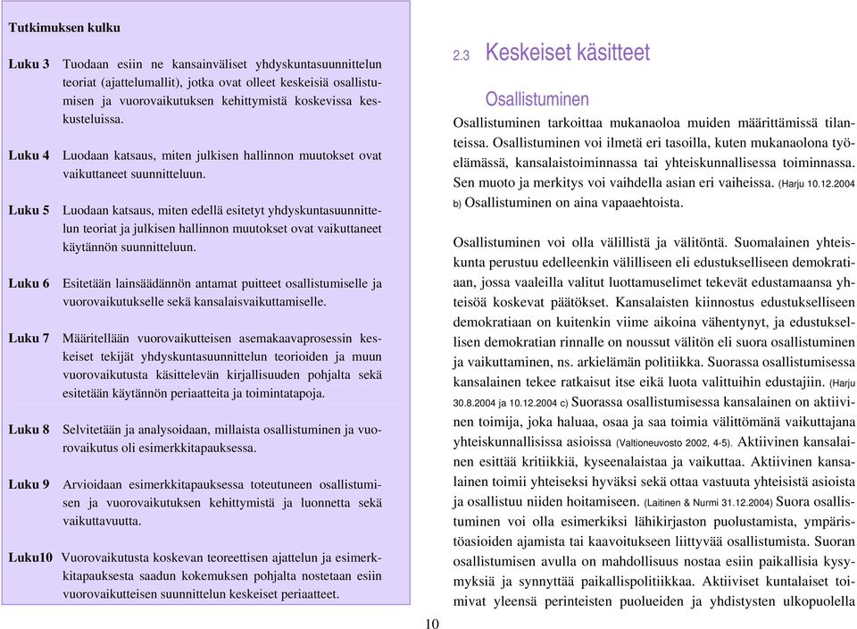 Luku 5 Luodaan katsaus, miten edellä esitetyt yhdyskuntasuunnittelun teoriat ja julkisen hallinnon muutokset ovat vaikuttaneet käytännön suunnitteluun.