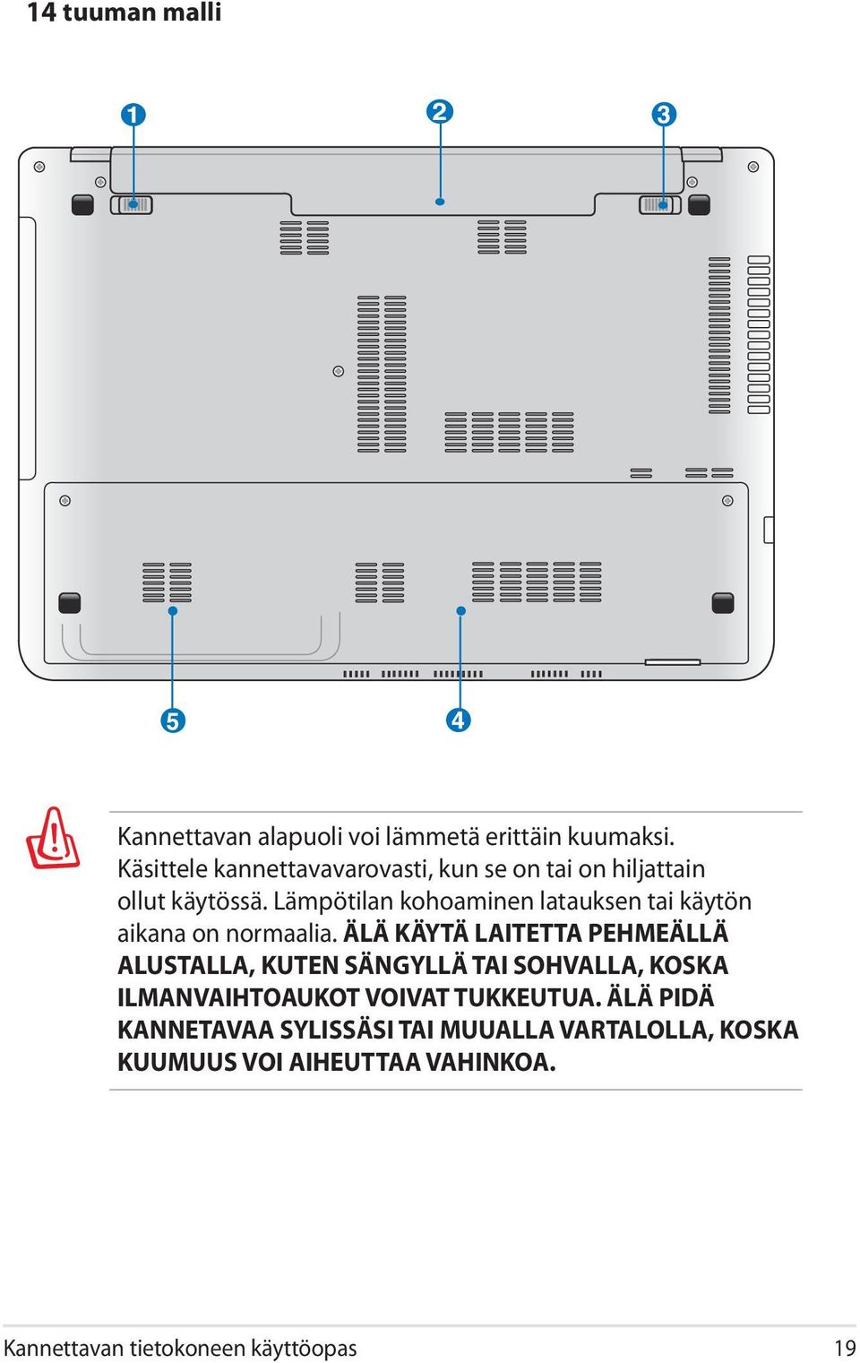 Lämpötilan kohoaminen latauksen tai käytön aikana on normaalia.