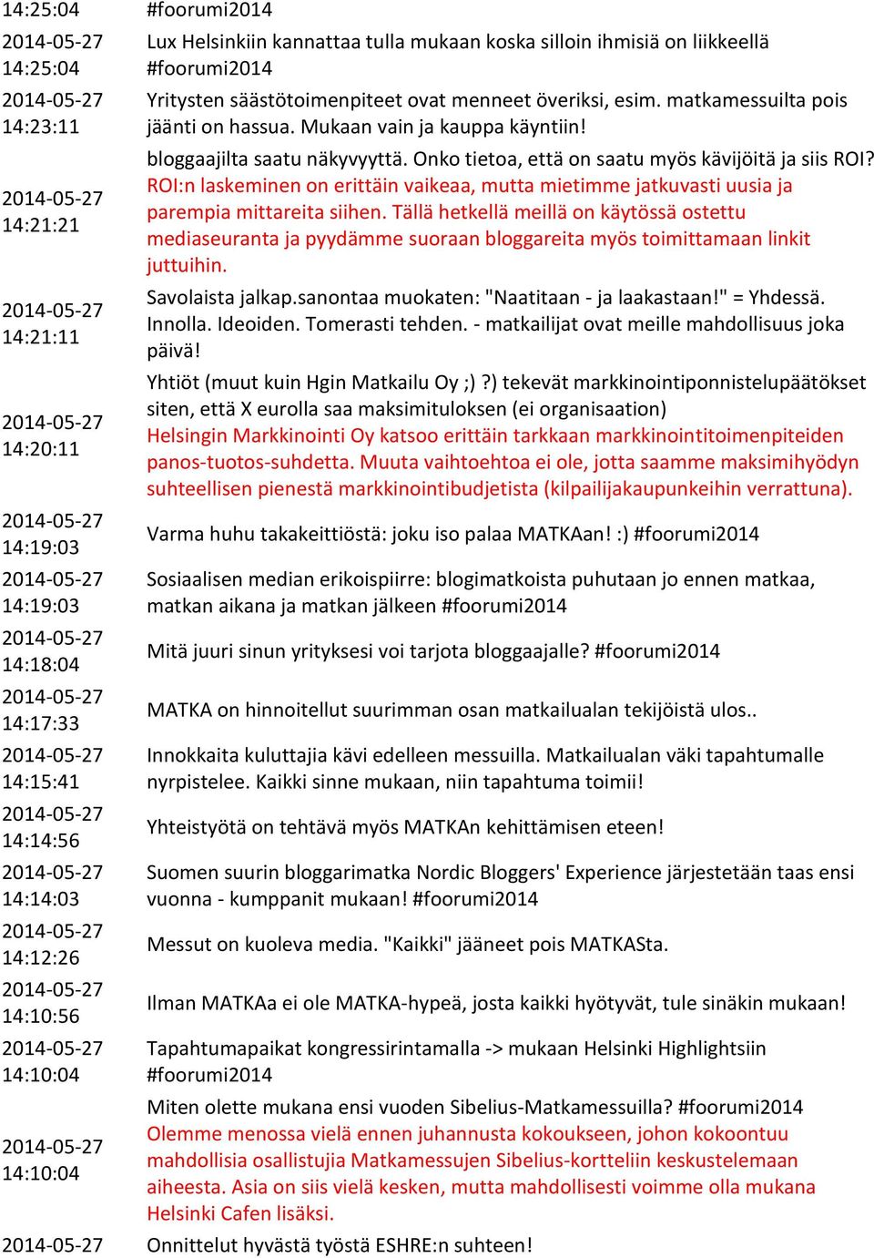 Onko tietoa, että on saatu myös kävijöitä ja siis ROI? ROI:n laskeminen on erittäin vaikeaa, mutta mietimme jatkuvasti uusia ja parempia mittareita siihen.