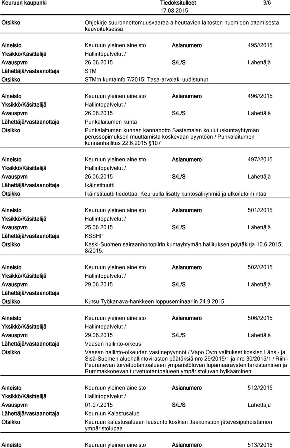 2015 S/L/S Lähettäjä Punkalaitumen kunta Punkalaitumen kunnan kannanotto Sastamalan koulutuskuntayhtymän perussopimuksen muuttamista koskevaan pyyntöön / Punkalaitumen kunnanhallitus 22.6.