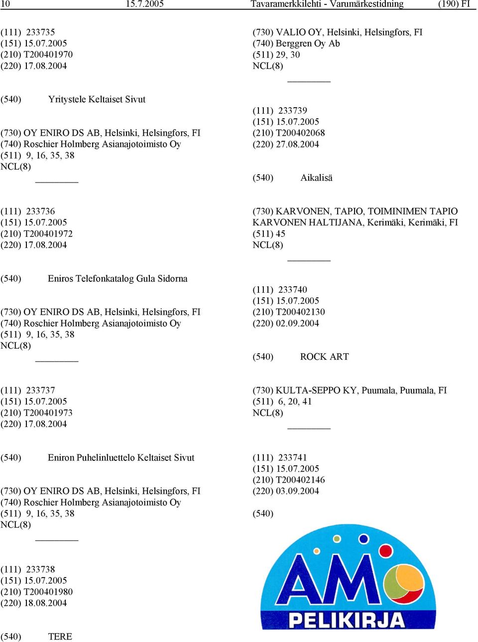 Berggren Oy Ab (511) 29, 30 (111) 233739 (210) T200402068 (220) 27.08.