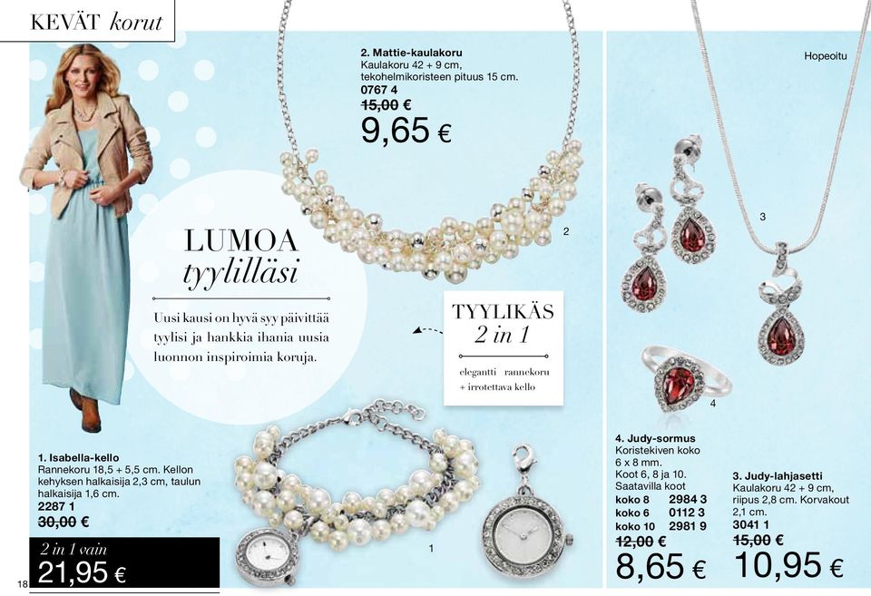 TYYLIKÄS in elegantti rannekoru + irrotettava kello 4 8. Isabella-kello Rannekoru 8,5 + 5,5 cm. Kellon kehyksen halkaisija,3 cm, taulun halkaisija,6 cm.