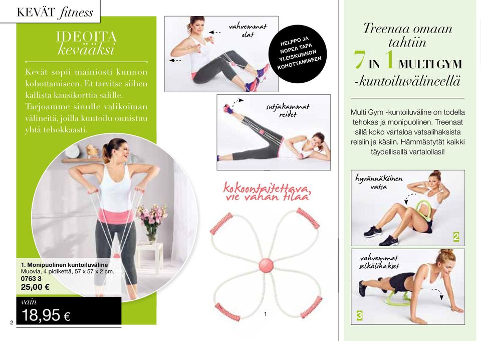 vahvemmat olat HELPPO JA NOPEA TAPA YLEISKUNNON K O H O T TA M I S E E N sutjakammat reidet Treenaa omaan tahtiin 7 IN MULTI GYM -kuntoiluvälineellä Multi Gym