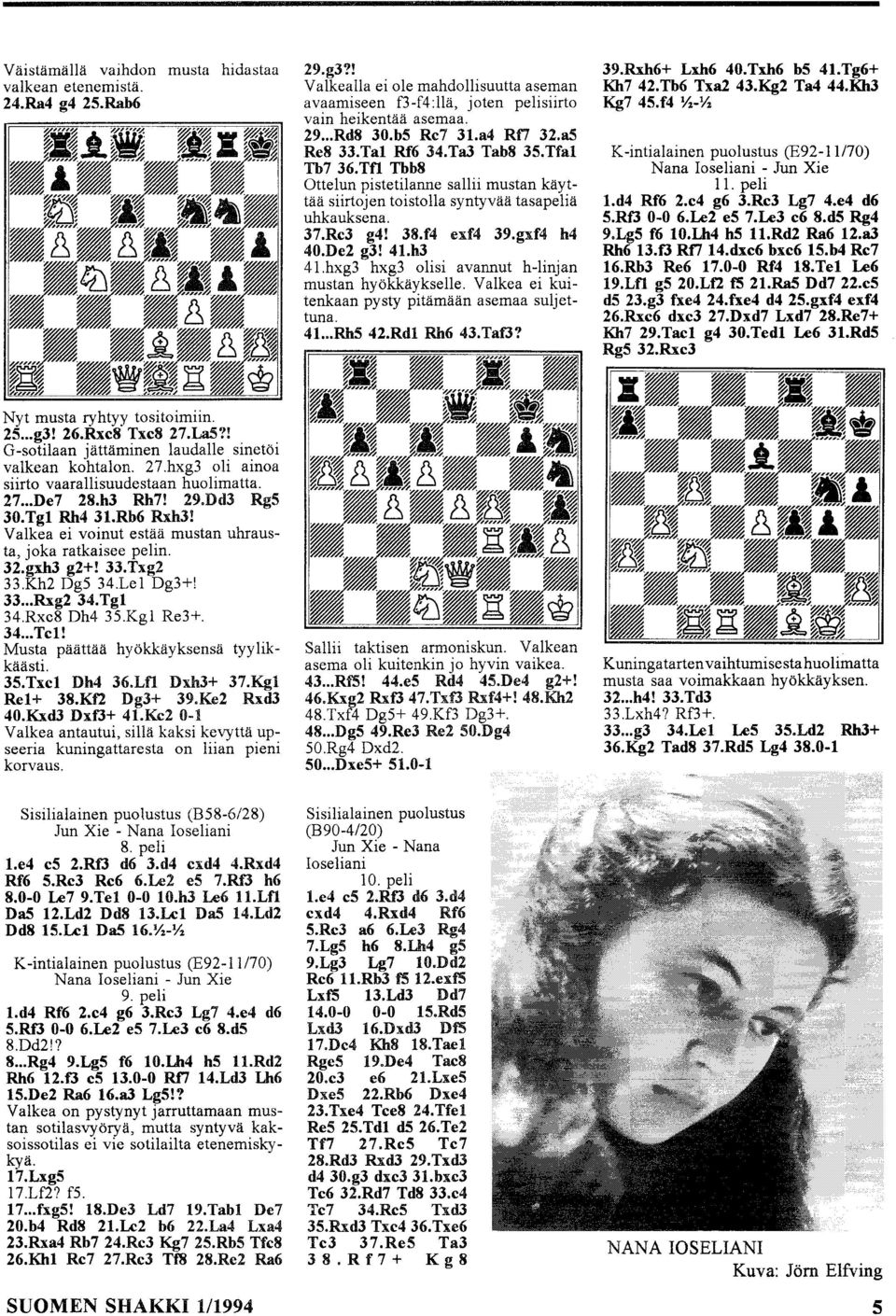 gxf4 h4 40.De2 g3! 41.h3 4l.hxg3 hxg3 olisi avannut h-linjan mustan hyökkäykselle. Valkea ei kuitenkaan pysty pitämään asemaa suljettuna. 41... RhS 42.Rdl Rh6 43.Taf3? 39.Rxh6+ Lxh6 40.Txh6 b5 41.