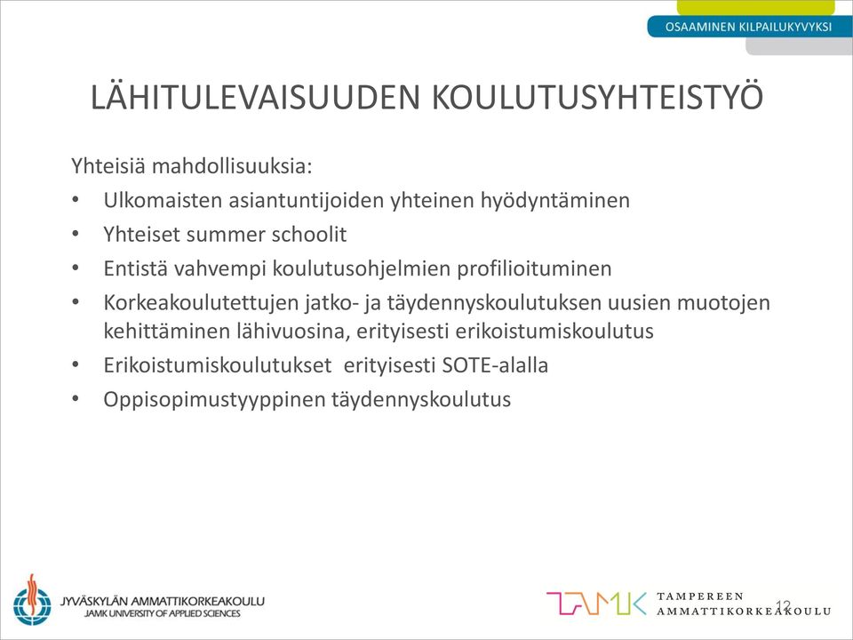 Korkeakoulutettujen jatko- ja täydennyskoulutuksen uusien muotojen kehittäminen lähivuosina,