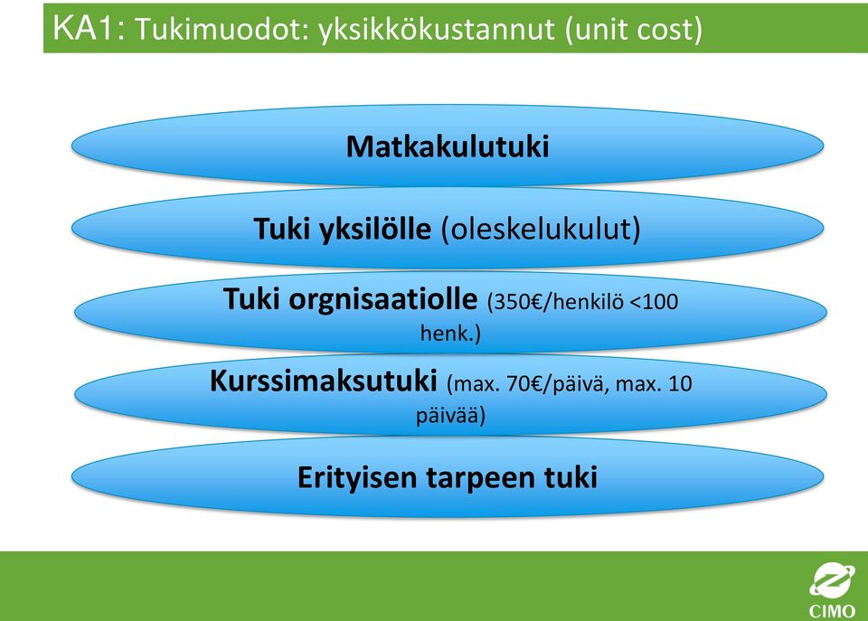 orgnisaatiolle (350 /henkilö <100 henk.