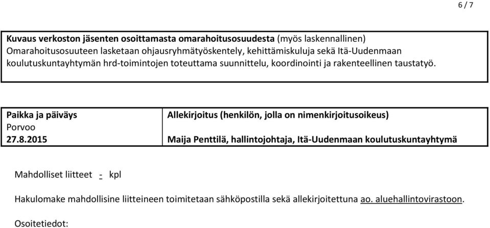 Paikka ja päiväys Porvoo 27.8.