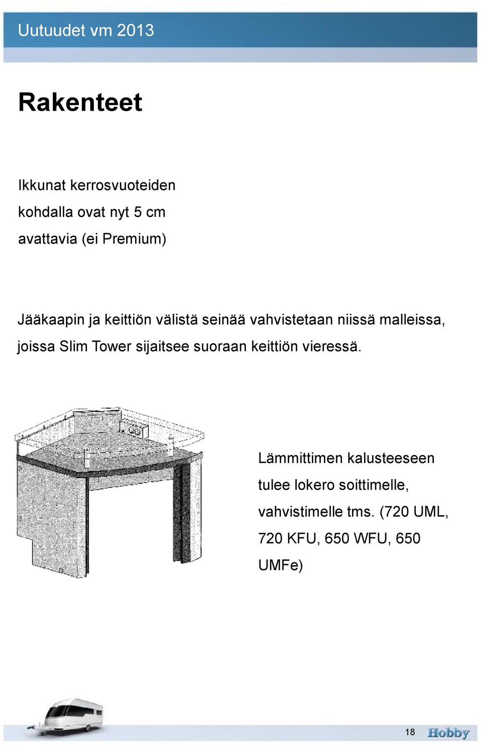 joissa Slim Tower sijaitsee suoraan keittiön vieressä.