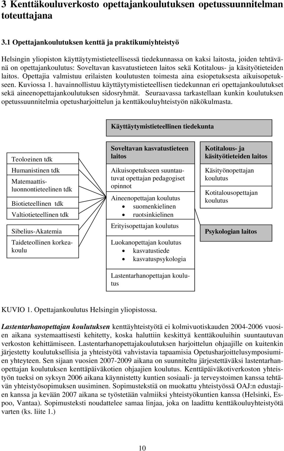 laitos sekä Kotitalous- ja käsityötieteiden laitos. Opettajia valmistuu erilaisten koulutusten toimesta aina esiopetuksesta aikuisopetukseen. Kuviossa 1.