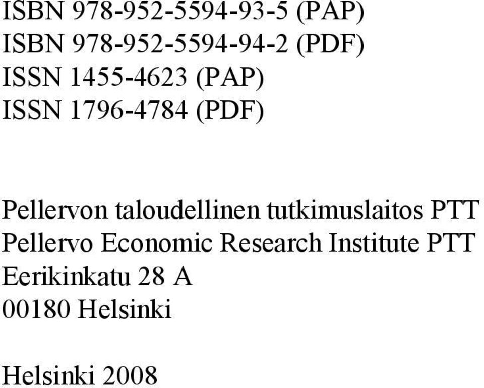 taloudellinen tutkimuslaitos PTT Pellervo Economic