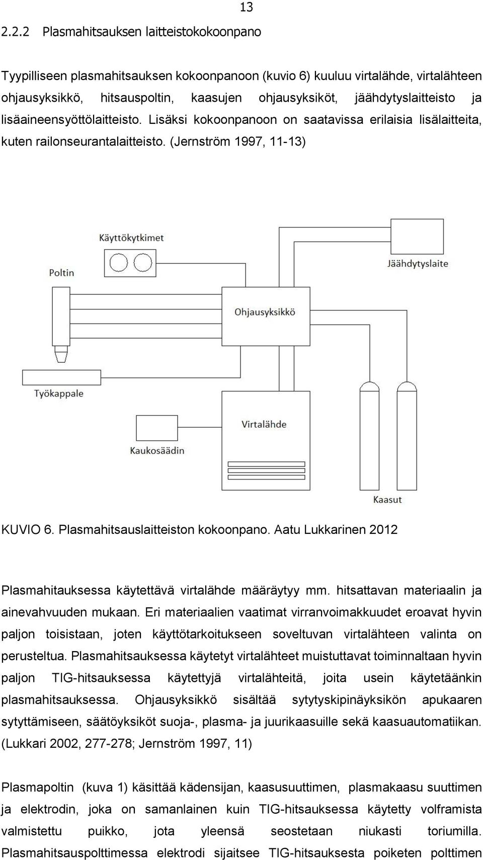 Plasmahitsauslaitteiston kokoonpano. Aatu Lukkarinen 2012 Plasmahitauksessa käytettävä virtalähde määräytyy mm. hitsattavan materiaalin ja ainevahvuuden mukaan.